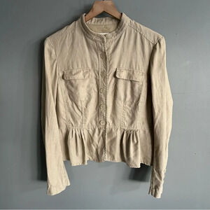 Michael Kors 100% Linen Tan Peplum Jacket Medium